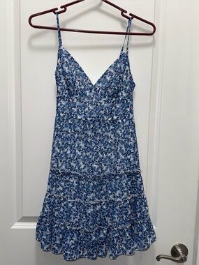 B.Darlin Blue Floral Spaghetti-Strap Sundress